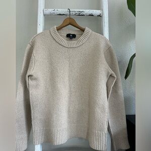 Banana Republic Beige Tan Wool/Cotton Exposed Seam Crew Neck Sweater